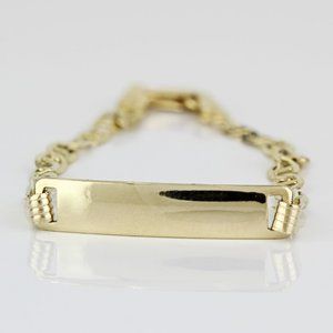 14k Yellow Gold Anchor Link Baby Identification ID Bracelet